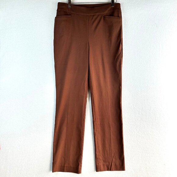 Chicos Pants Womens Size 6 Regular Brown Trousers Chic Office Travel Interview - Picture 1 of 13
